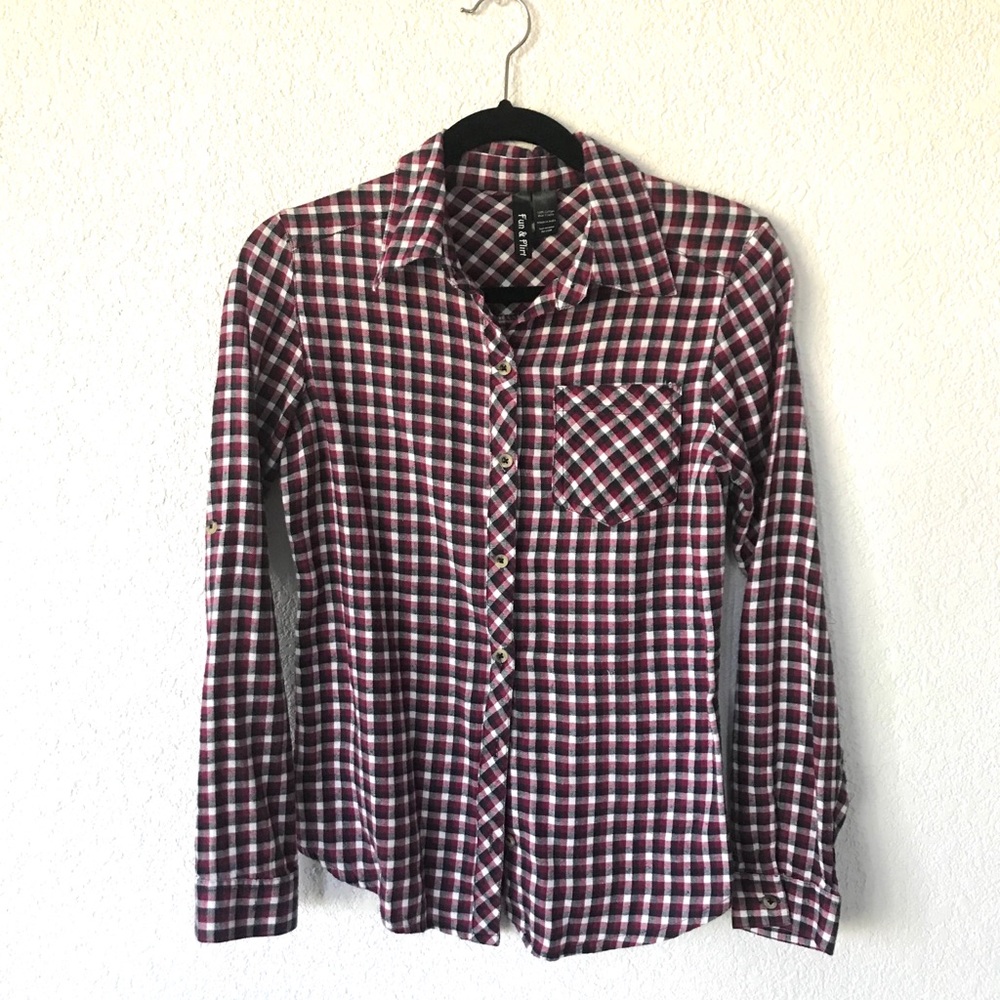 Burgundy & Navy Flannel top